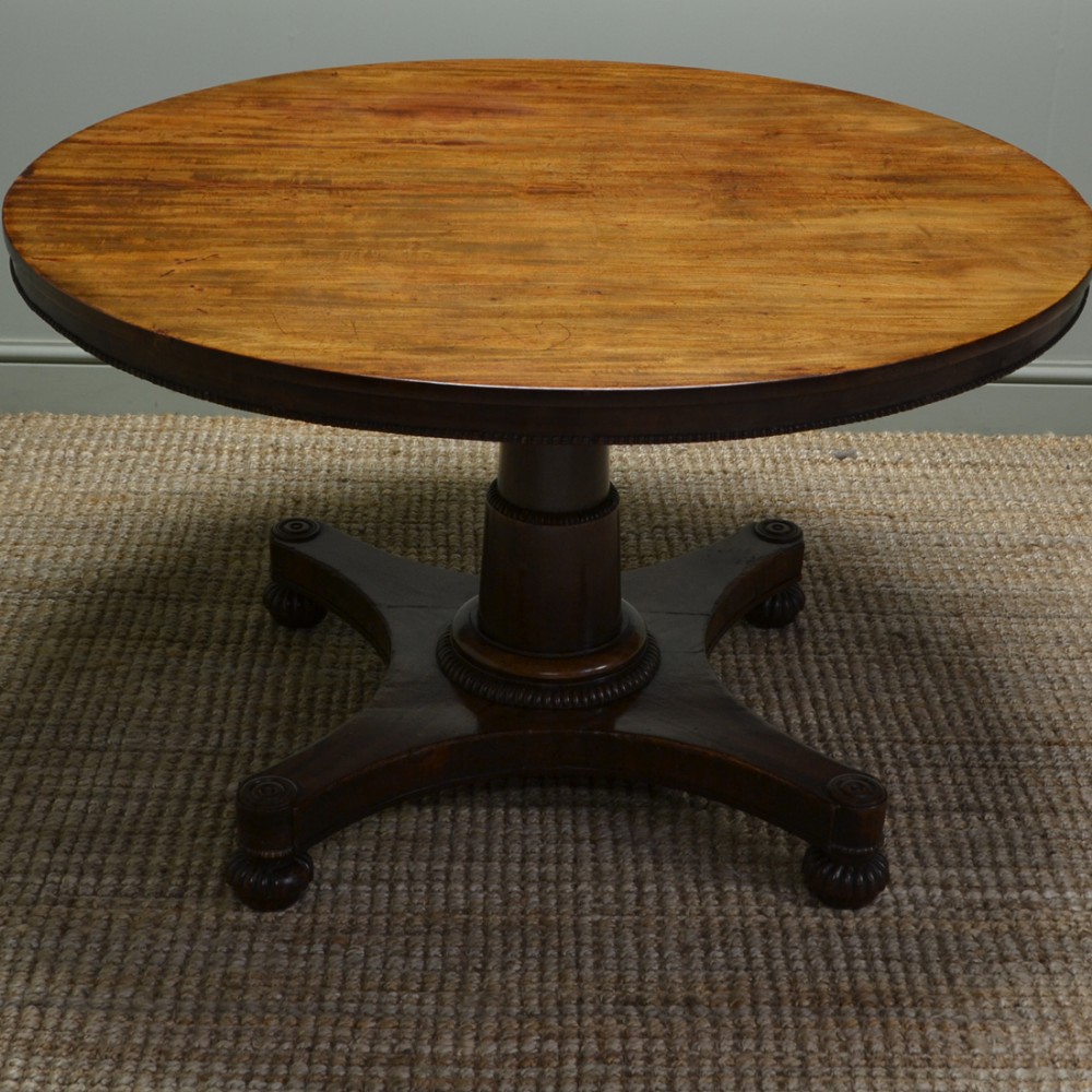 Characterful Victorian Circular Figured Mahogany Antique Dining Table