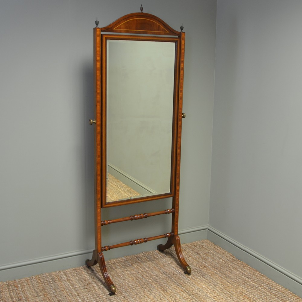 Fine Quality Figured Mahogany Victorian Antique Cheval Mirror