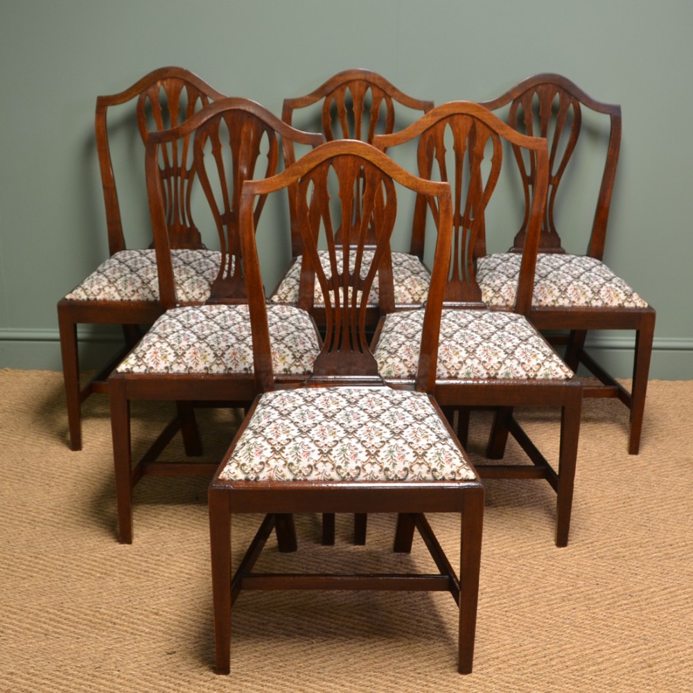 Quality Set Of Six Georgian Mahogany Antique Dining Chairs