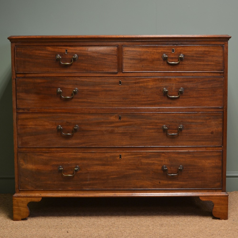 Large Characterful Georgian Mahogany Antique Chest Of Drawers