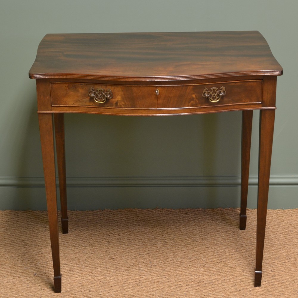 Elegant Edwardian Serpentine Mahogany Antique Side Table