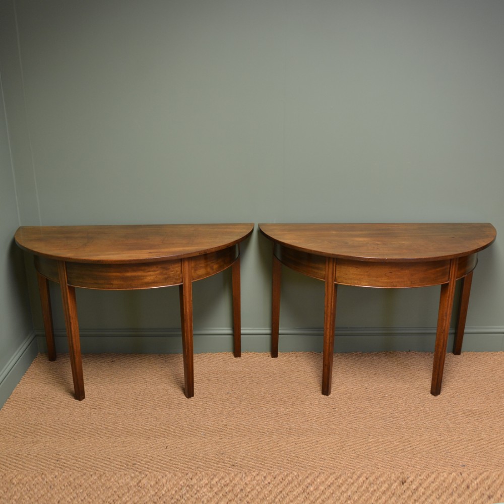 Pair of Georgian Antique Mahogany D End Console Tables