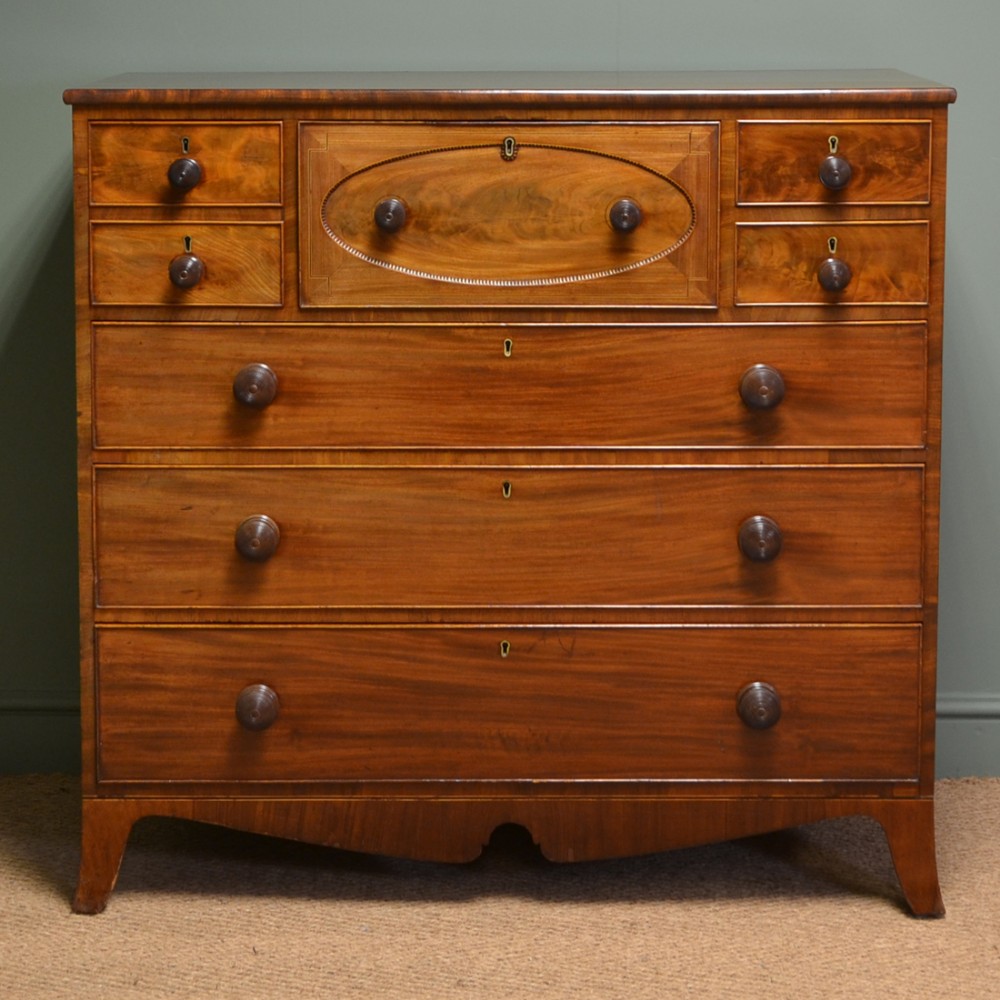 Unusual William IV Antique Scottish Secretaire Chest Of Drawers