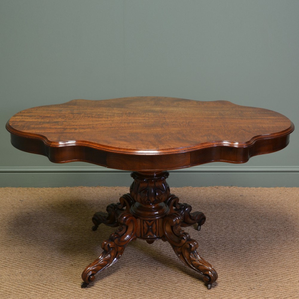 Exceptional Victorian Serpentine Shaped Figured Mahogany Antique Centre Table