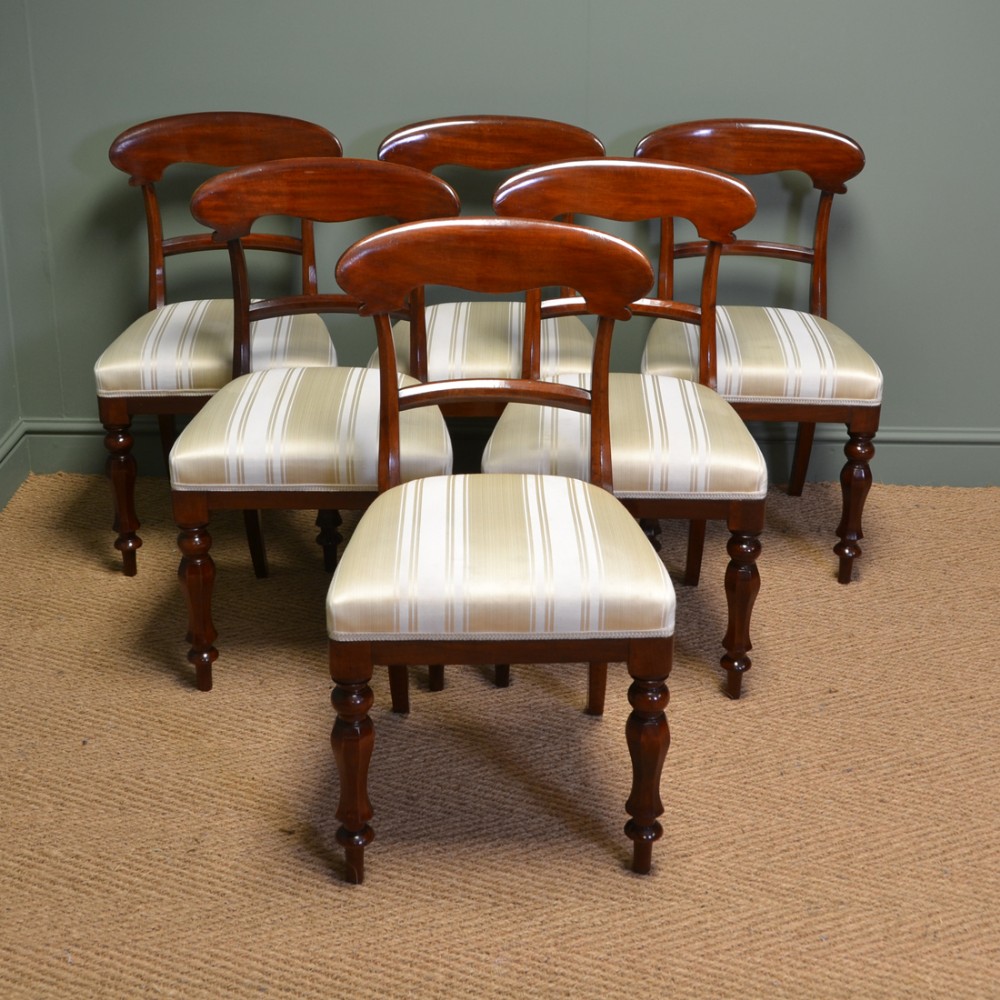 Superb Quality Victorian Mahogany Set of Six Antique Dining Chairs
