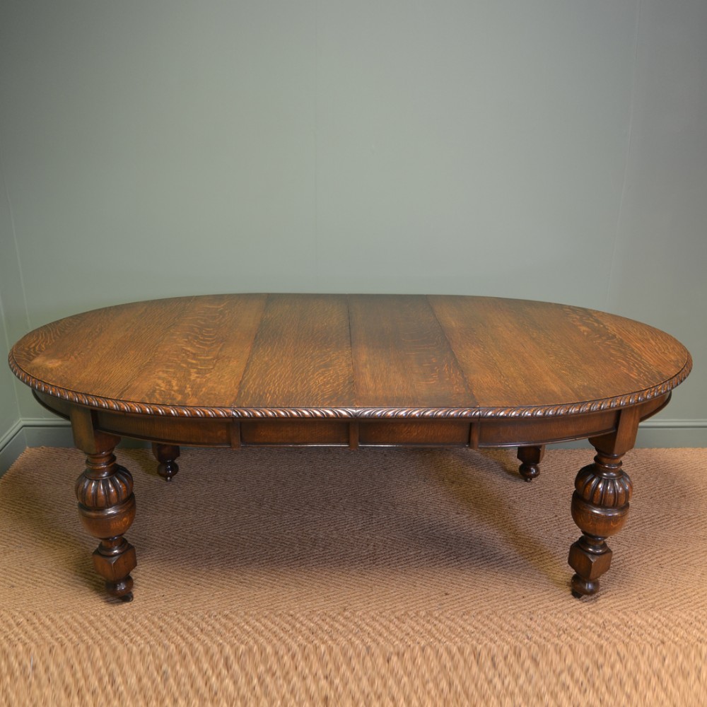 Quality Oak Waring and Gillows Edwardian Antique Extending Dining Table
