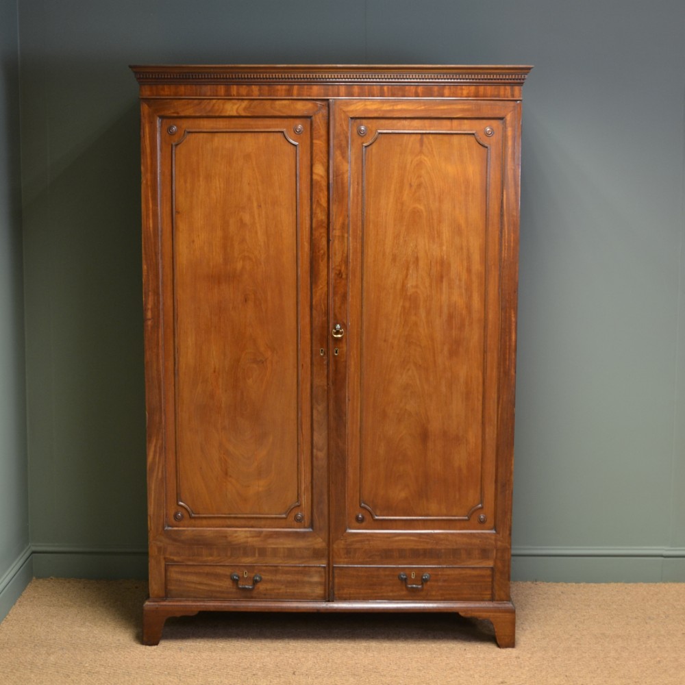 Georgian Mahogany Characterful Antique Double Wardrobe