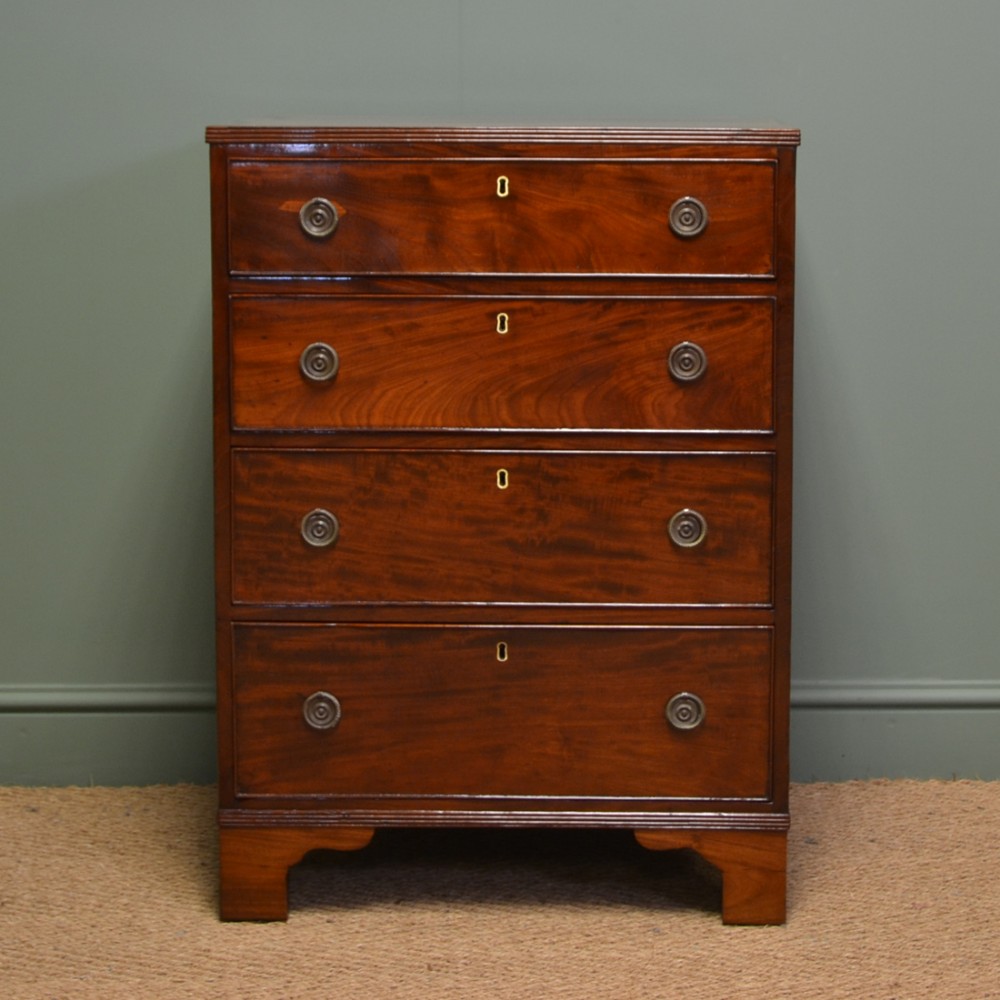 Spectacular Small Georgian Mahogany Antique Chest Of Drawers