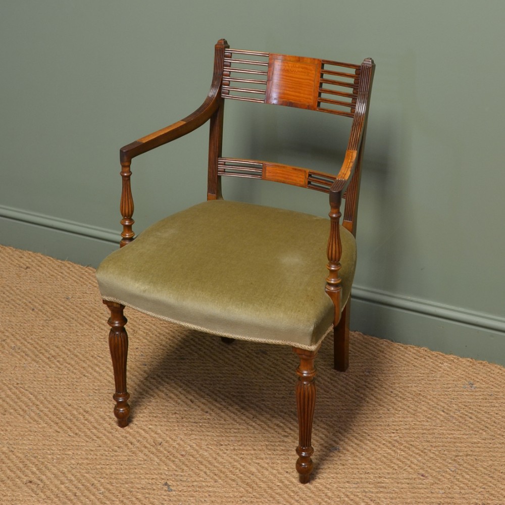 Quality Sheraton Inlaid Mahogany Victorian Antique Desk Chair.
