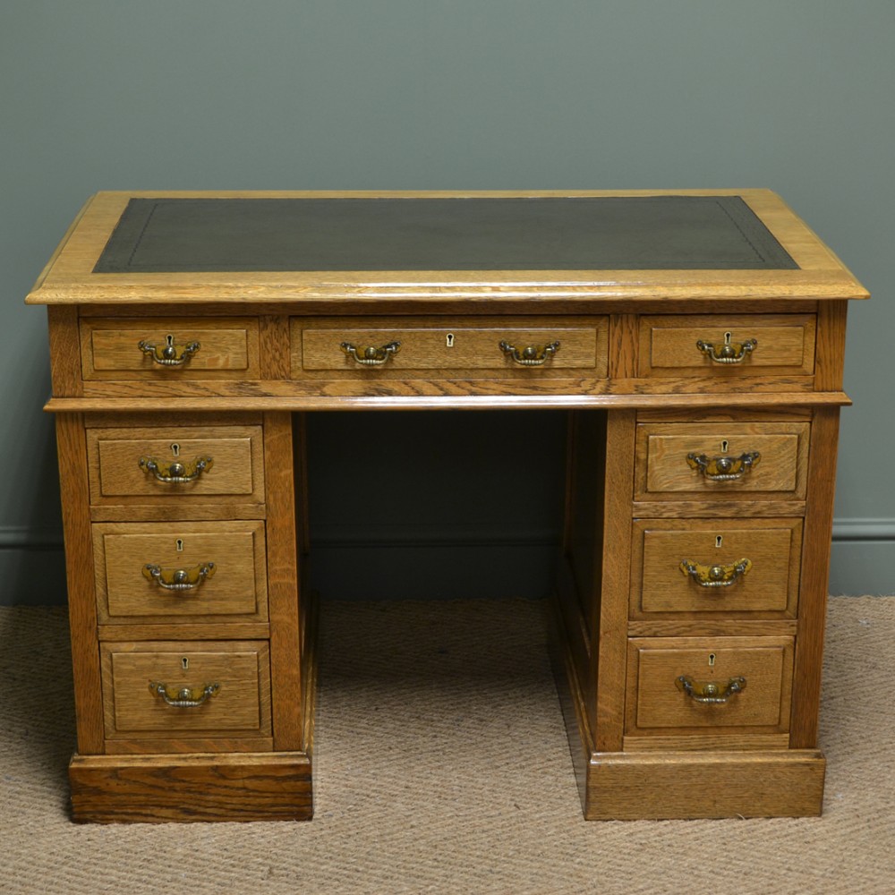 Spectacular Golden Oak Victorian Antique Pedestal Desk