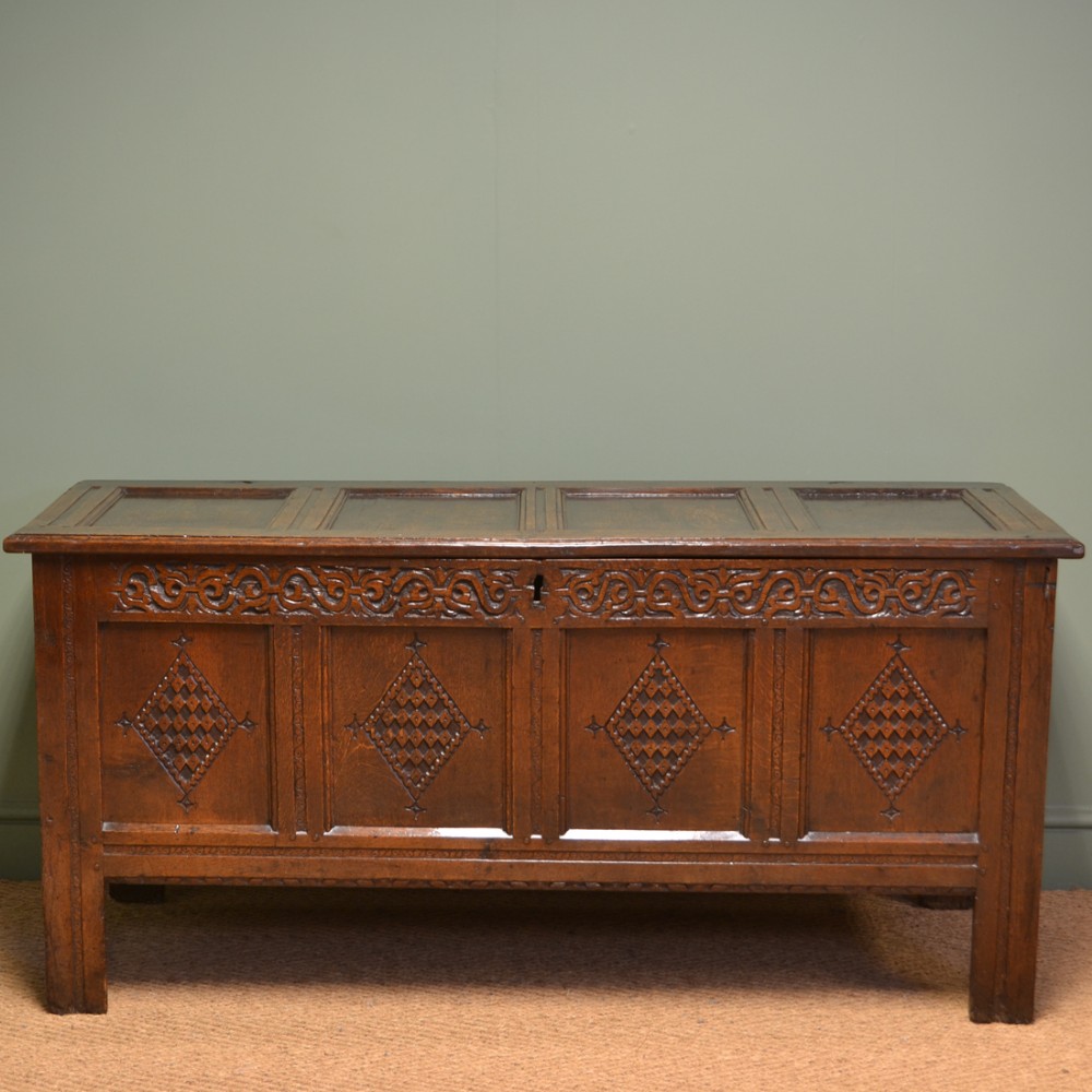 Superb Quality Large 17th Century Period Oak Antique Coffer