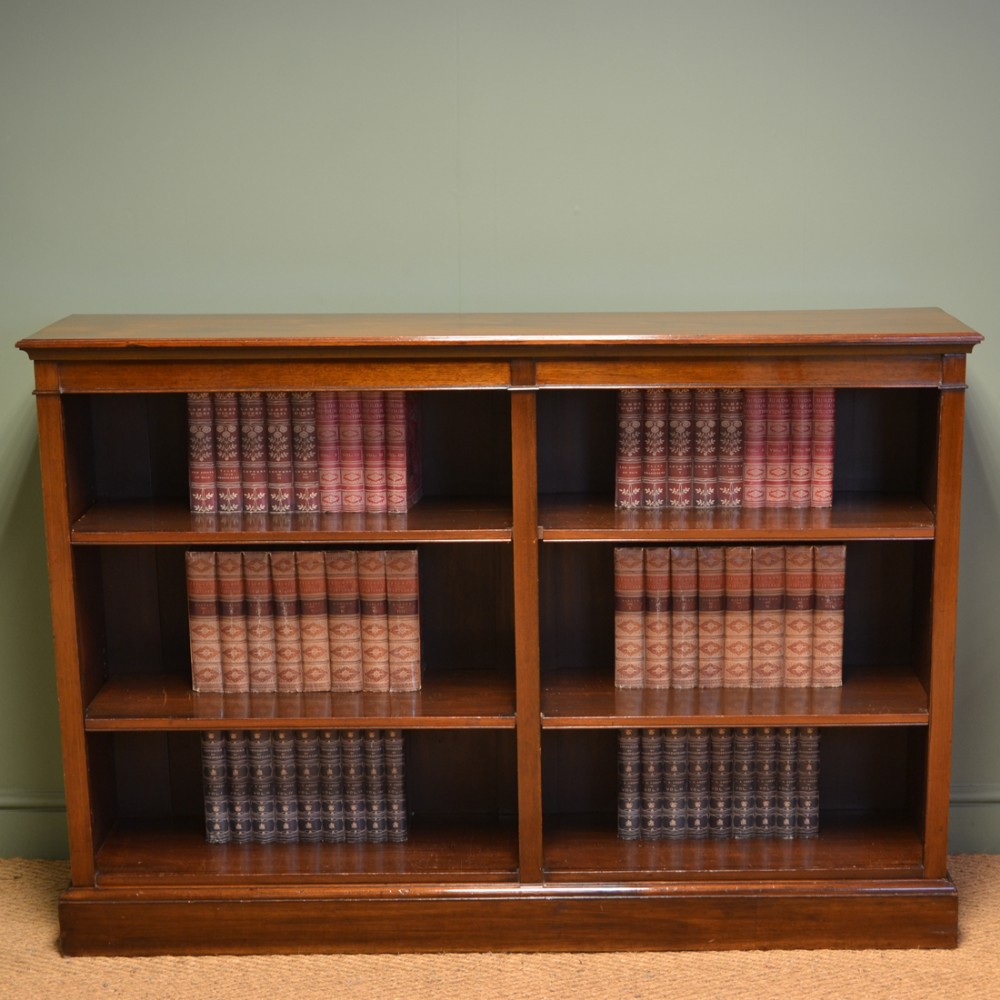 Large Victorian Antique Walnut Double Open Bookcase