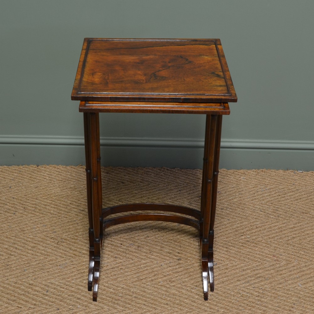 Victorian Rosewood Nest Of Two Antique Occasional Tables