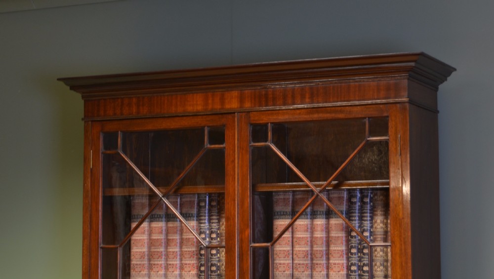 Superb Edwardian Astragal Glazed Mahogany Bookcase on Cupboard View V
