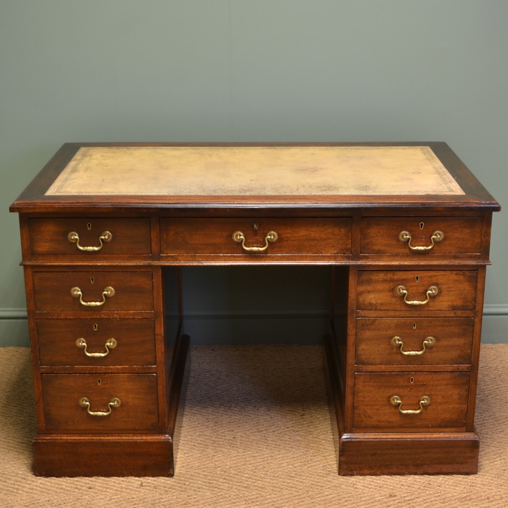 Edwardian Walnut Heals Of London Antique Pedestal Desk