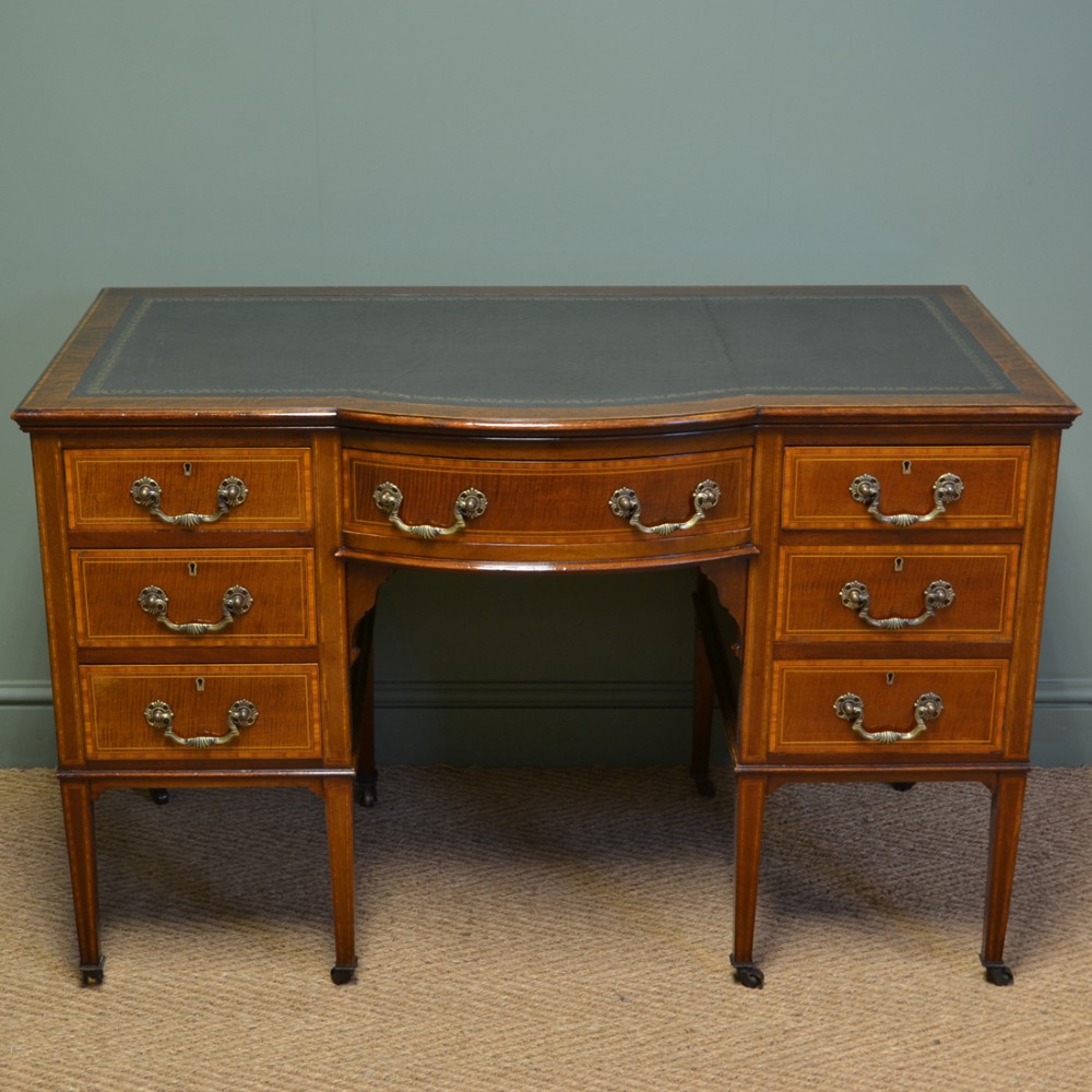 Fine Quality Victorian Inlaid Fiddle Back Mahogany Antique Writing Desk