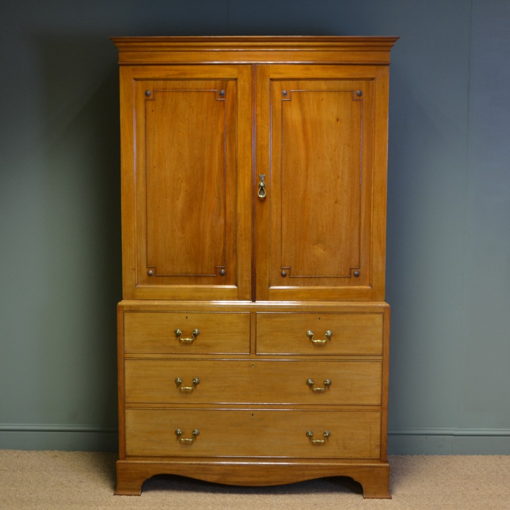 Superb Quality Figured Walnut Antique Edwardian Linen Press By Sopwith & Co
