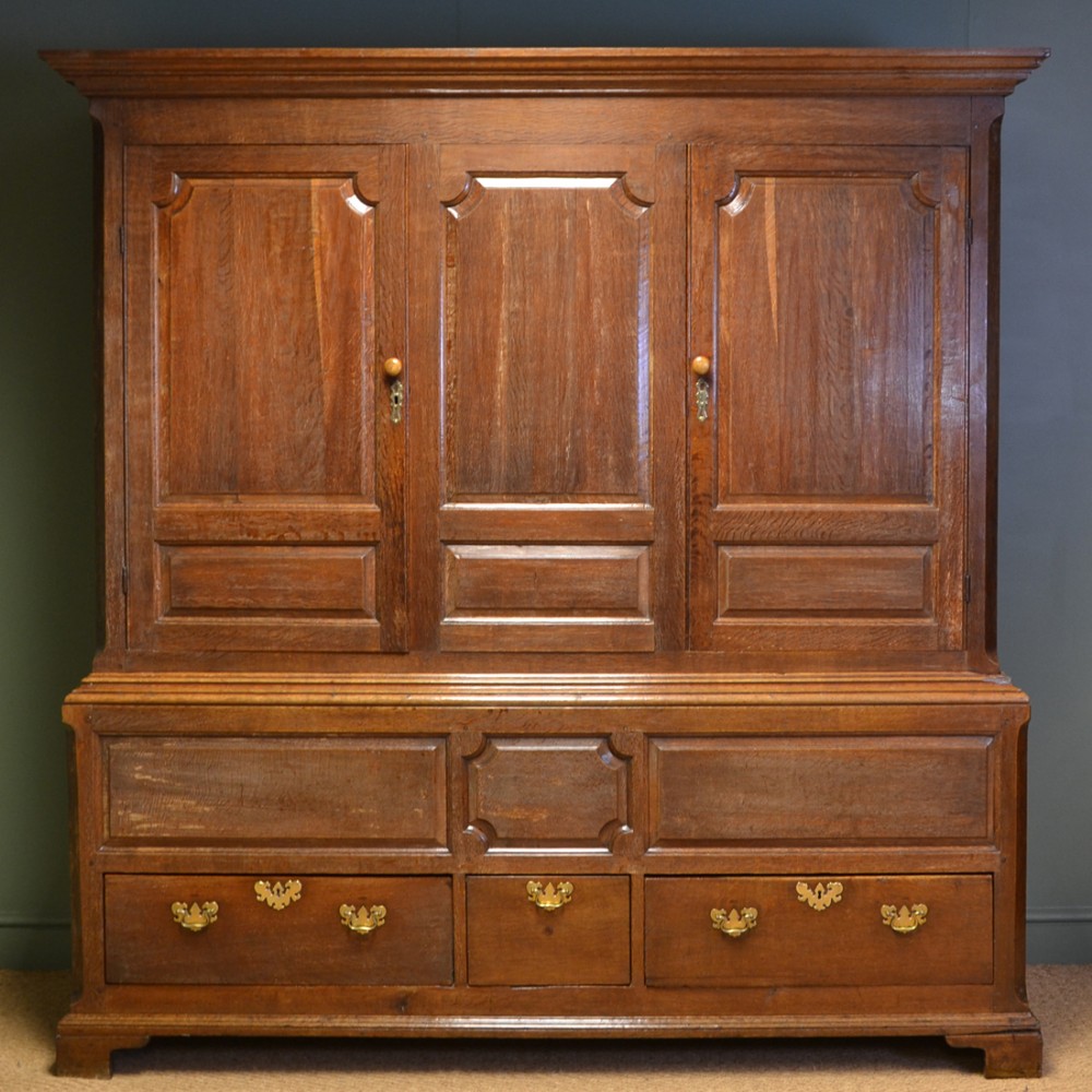 Huge Georgian Antique Oak Harness Cupboard