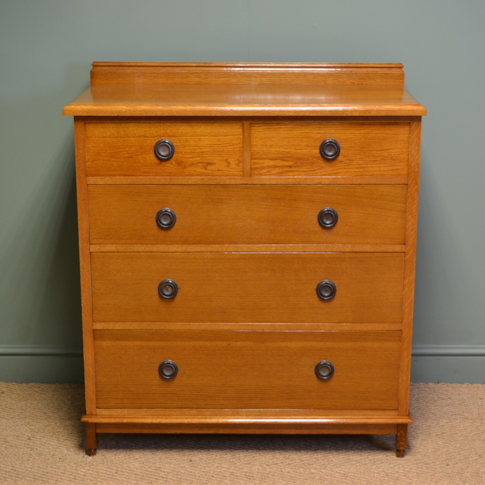 Stunning Golden Oak Edwardian Antique Chest Of Drawers