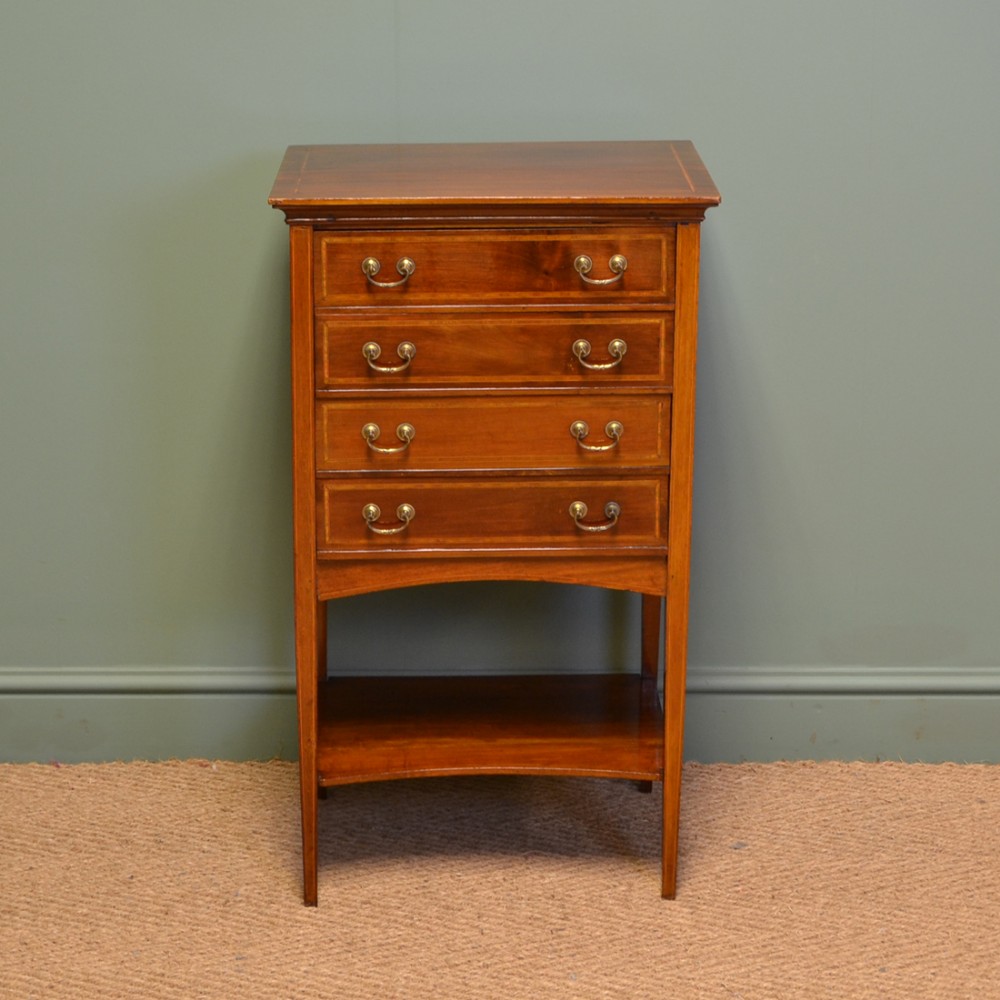 Elegant Edwardian Mahogany Antique Music Cabinet