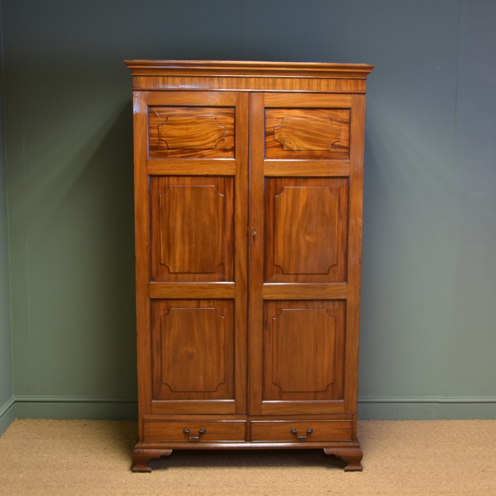 Quality Figured Mahogany Antique Victorian Double Wardrobe