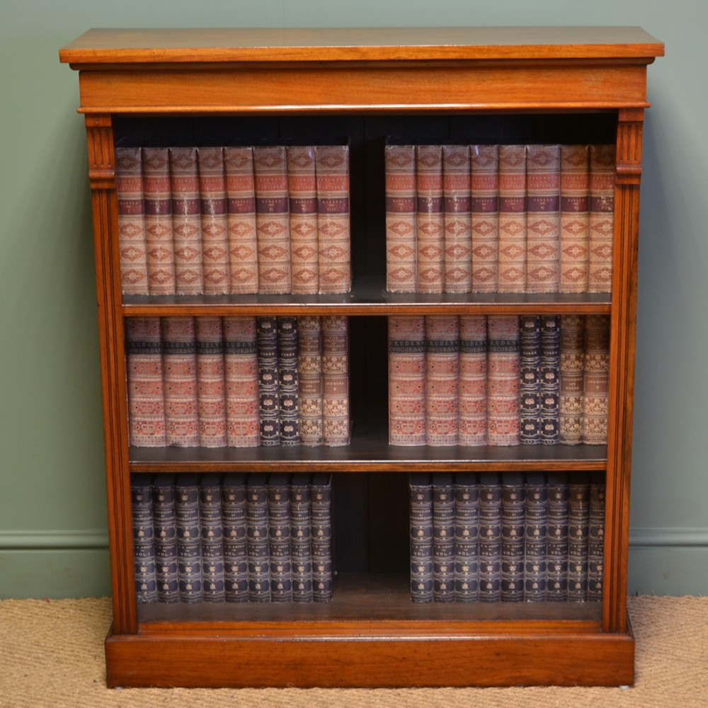 Quality Victorian Walnut Antique Open Bookcase
