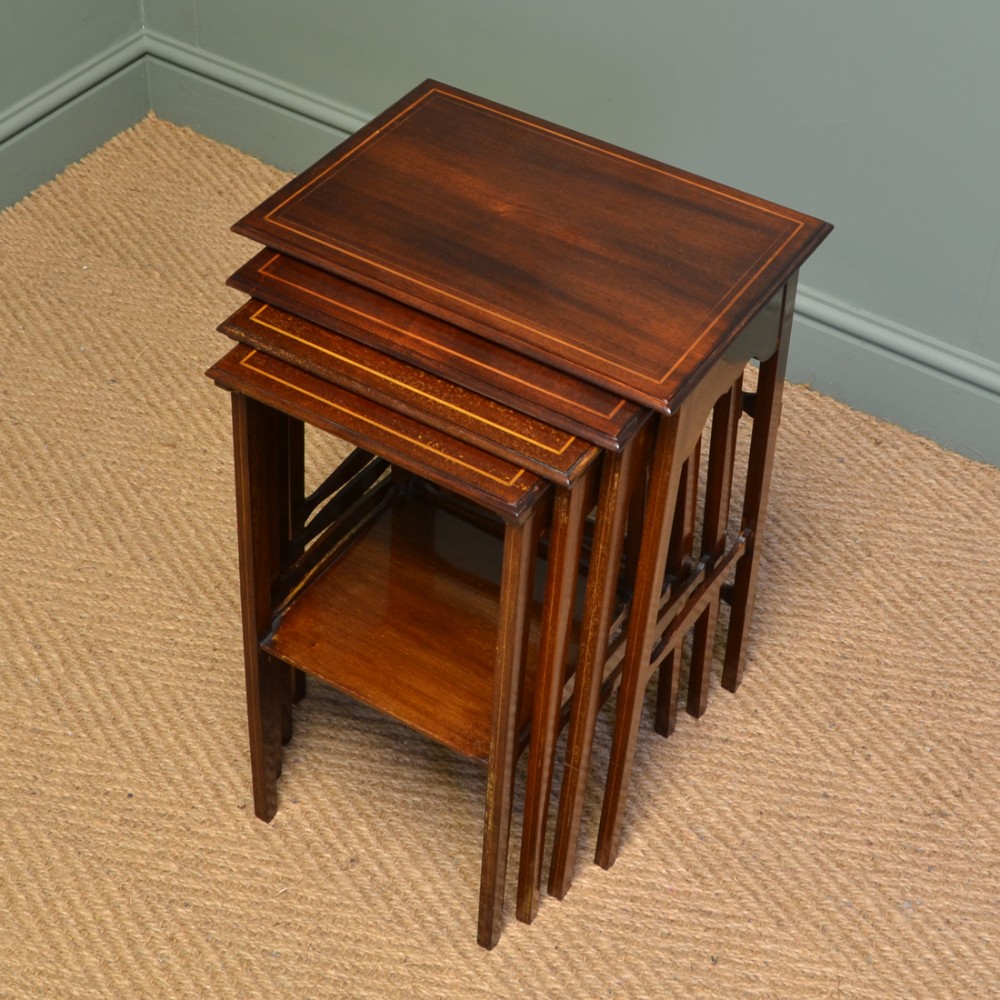 Spectacular Nest of Four Edwardian Mahogany Antique Occasional Tables