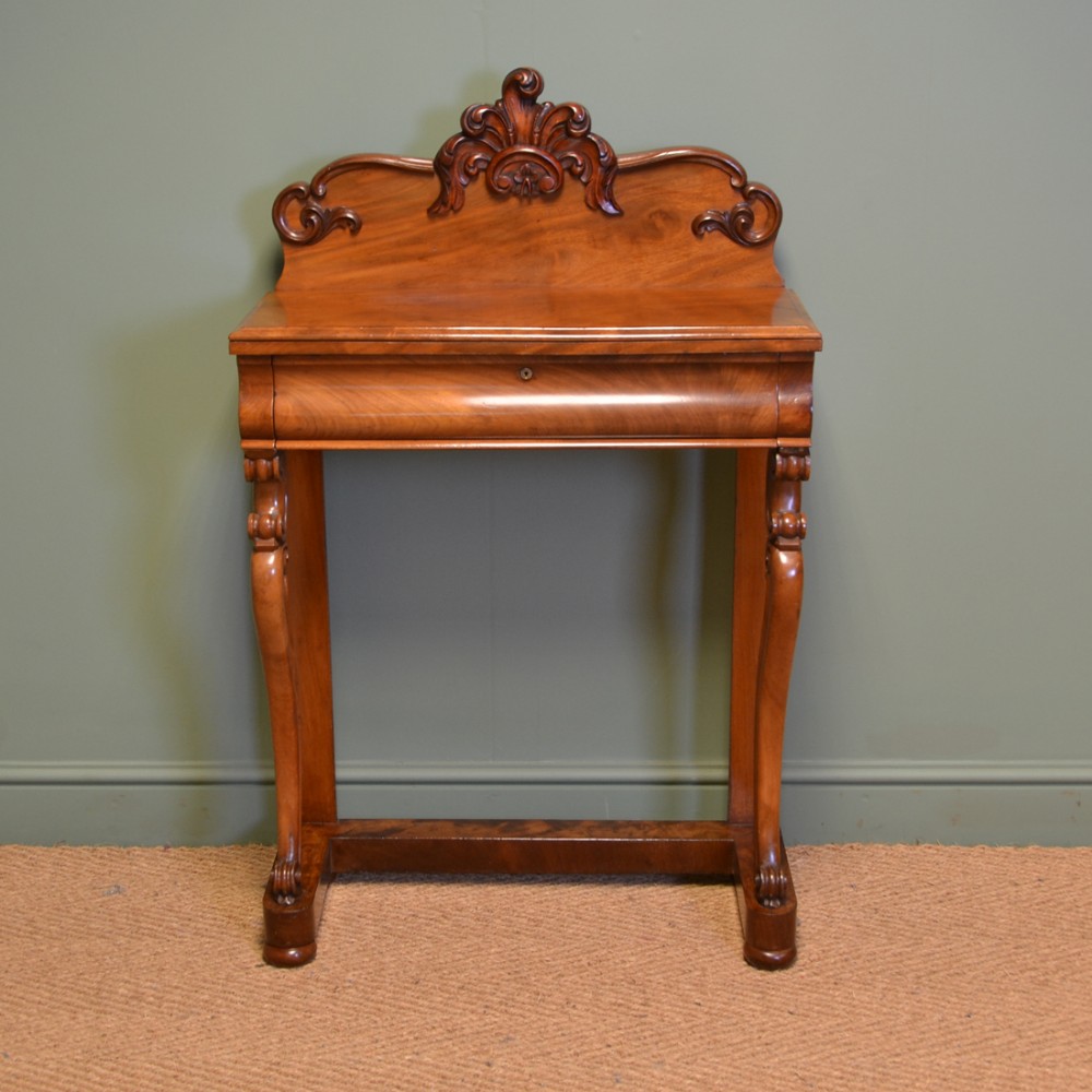Unusual Figured Mahogany Victorian Antique Console Table