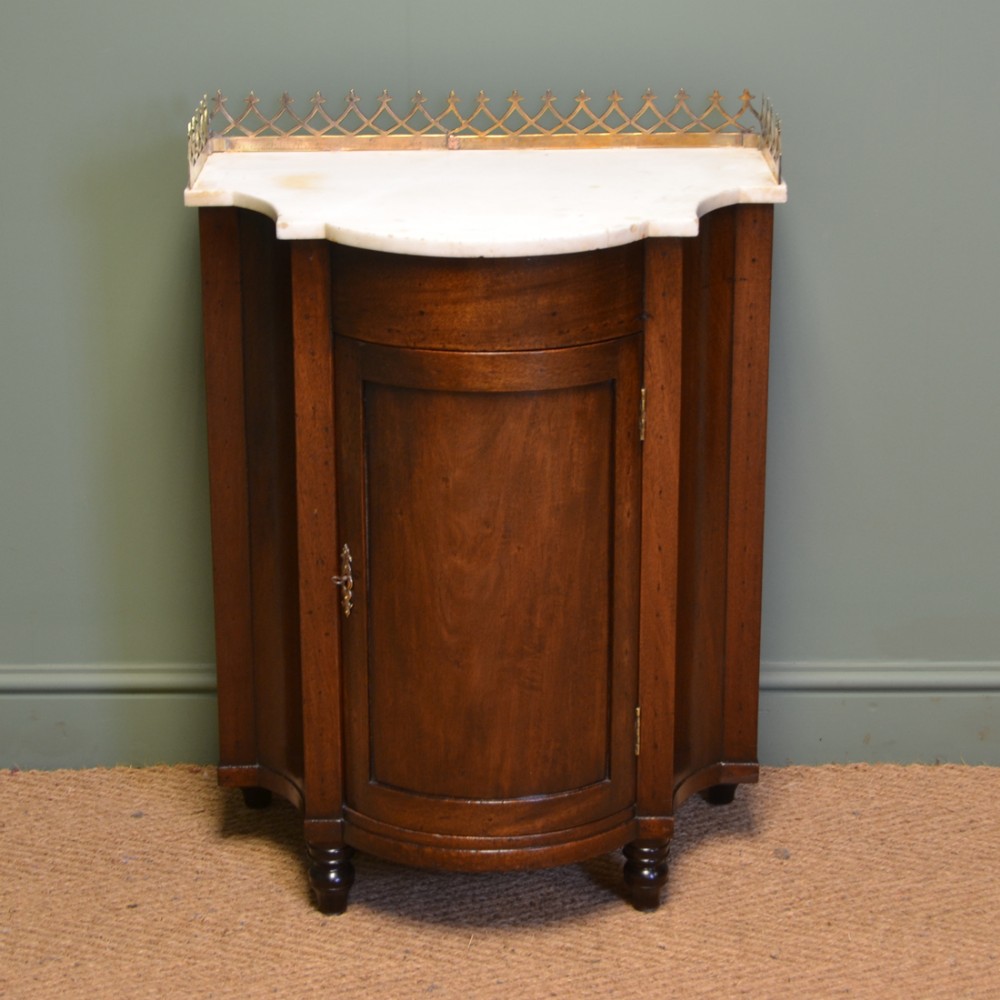 Unusual Small Bow Fronted Antique Mahogany Victorian Side Cabinet