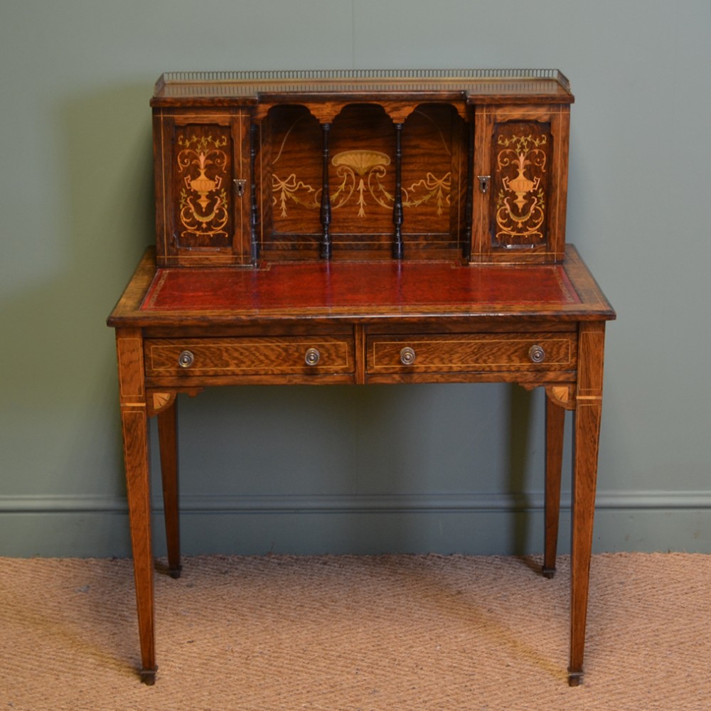 Spectacular Inlaid Rosewood Victorian Antique Writing Table