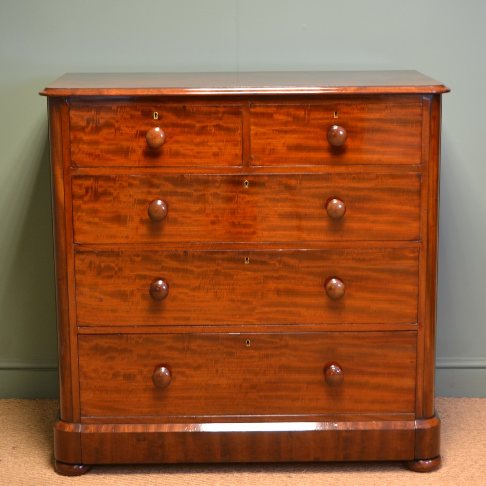 Superb Quality Victorian Figured Mahogany Antique Chest Of Drawers