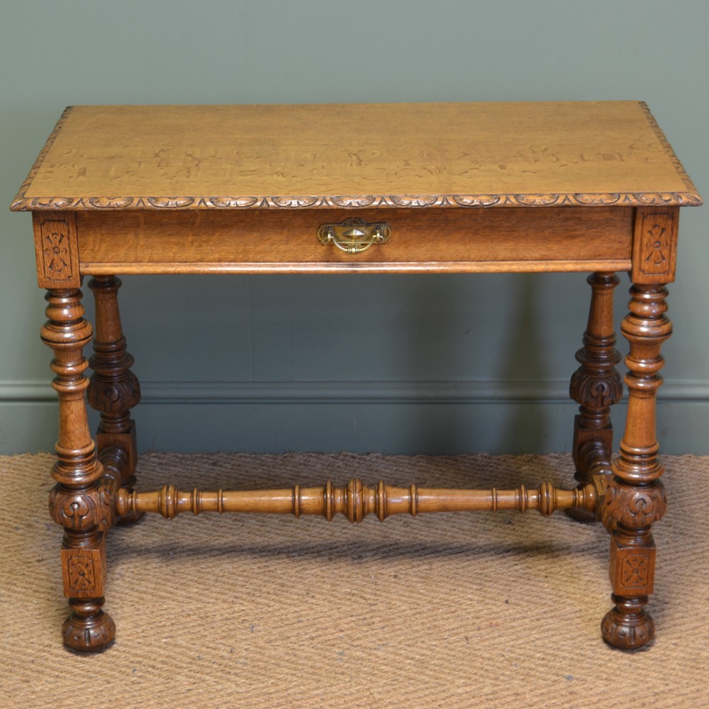 Spectacular Golden Oak Victorian Edwards & Roberts Antique Side Table