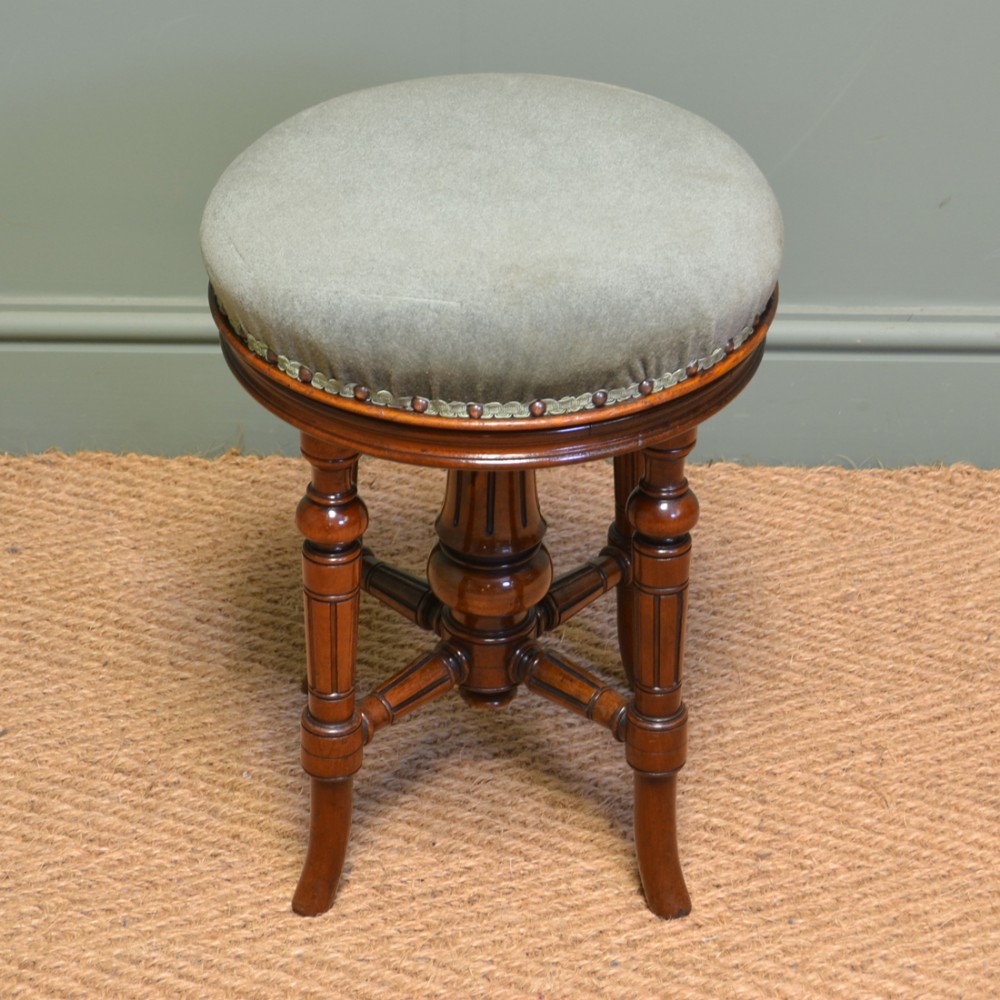 Quality Victorian Walnut Antique Revolving Stool