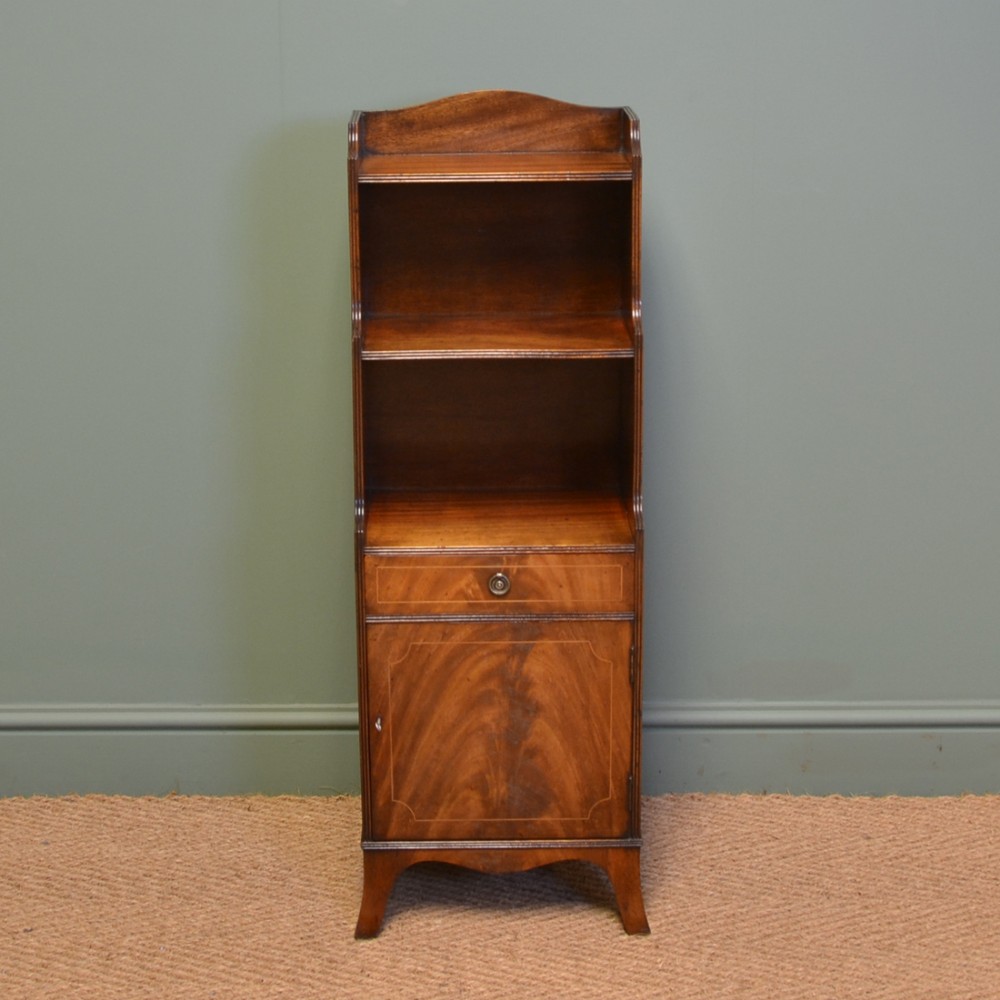 Quality Small Edwardian Figured Mahogany Antique Waterfall Bookcase