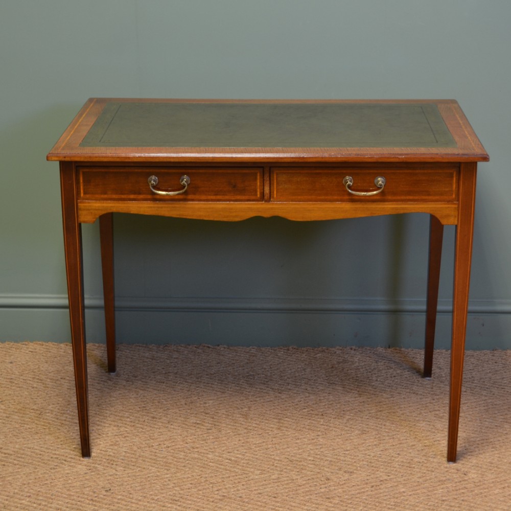 Elegant Edwardian Inlaid Mahogany Antique Writing Table