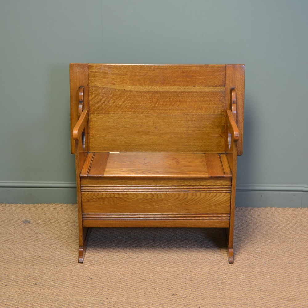High Quality Edwardian Oak Gardner & Son Antique Bench
