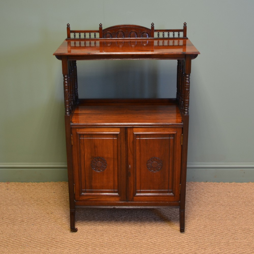 Striking Victorian Arts & Crafts Rosewood Antique Cabinet