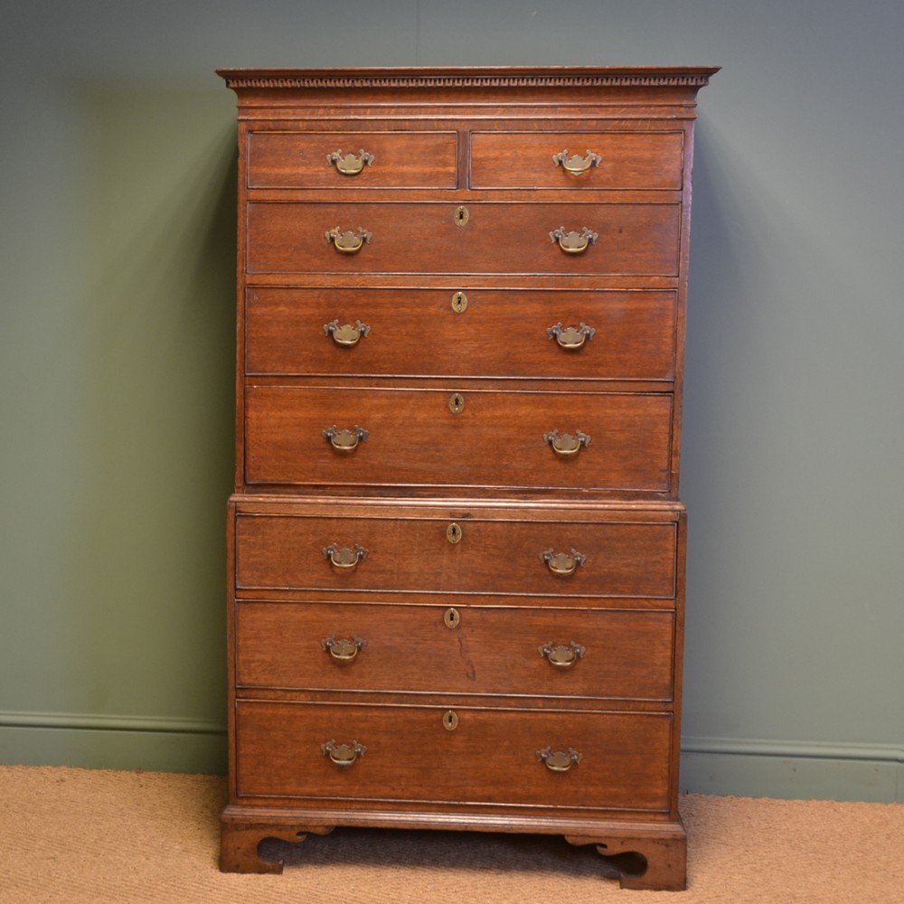 Country House Small Welsh Georgian Oak Antique Chest on Chest