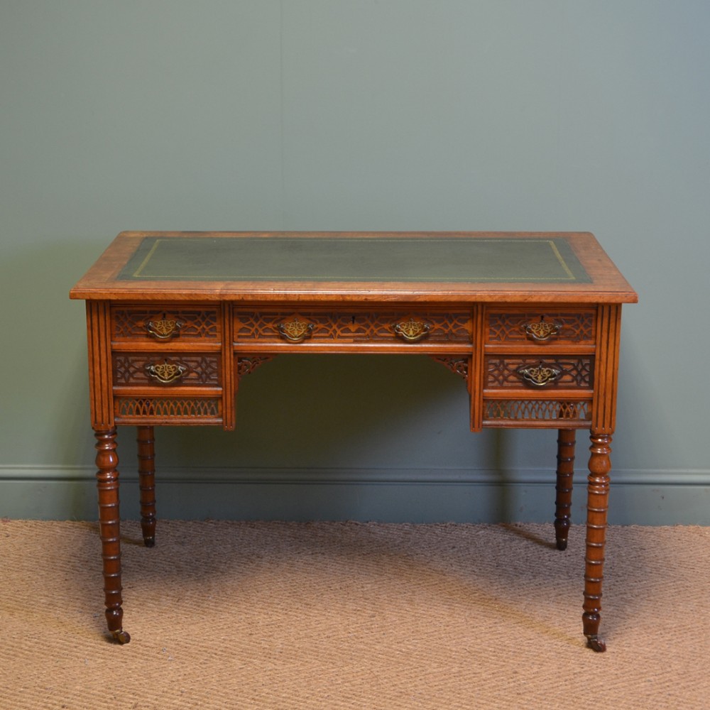 Quality Victorian Walnut Antique Writing Desk by JAS Shoolbred
