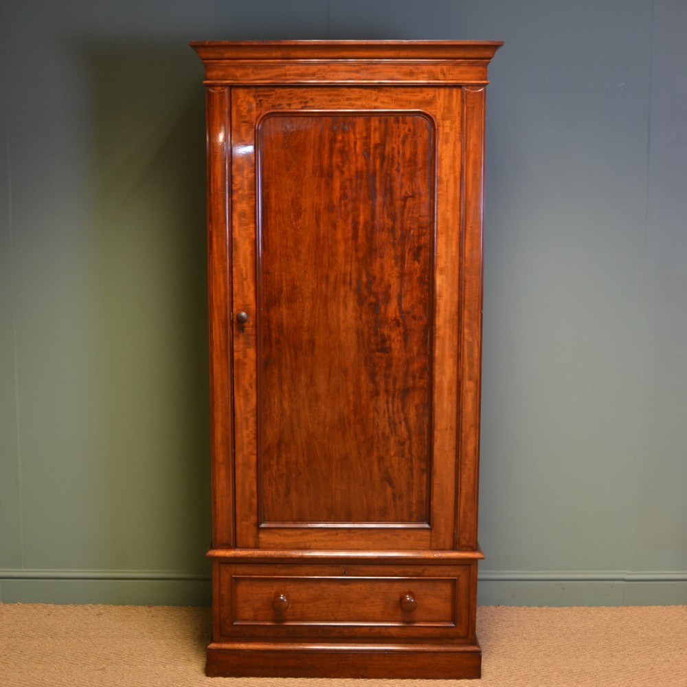 Stunning Victorian Figured Mahogany Antique Single Wardrobe