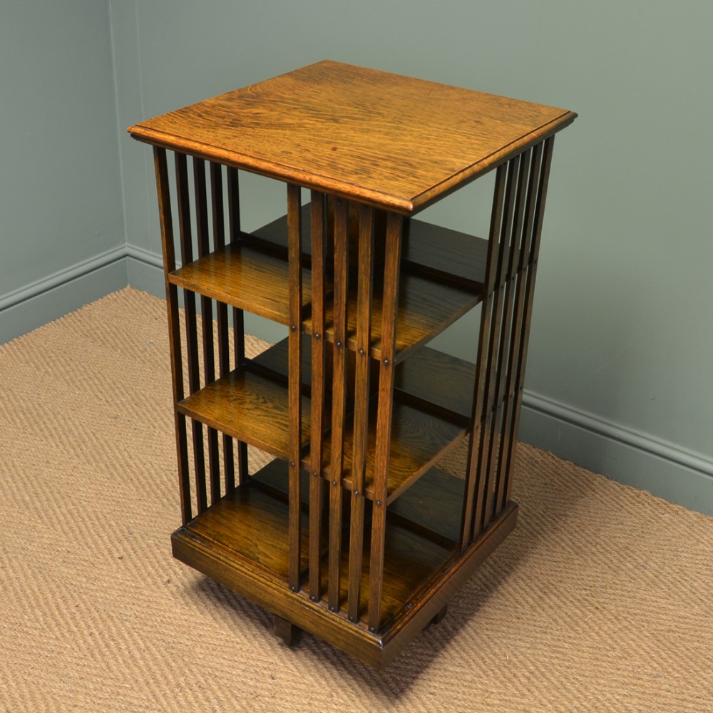 Tall Quality Oak Edwardian Arts & Crafts Revolving Antique Bookcase