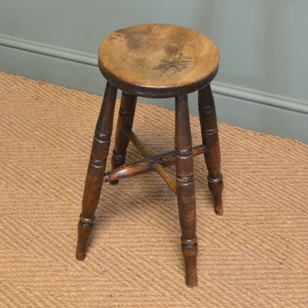 Beautifully Figured Country House Antique Victorian Fruitwood Stool