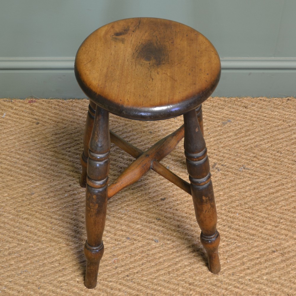 Beautifully Figured Country House Antique Victorian Fruitwood Stool