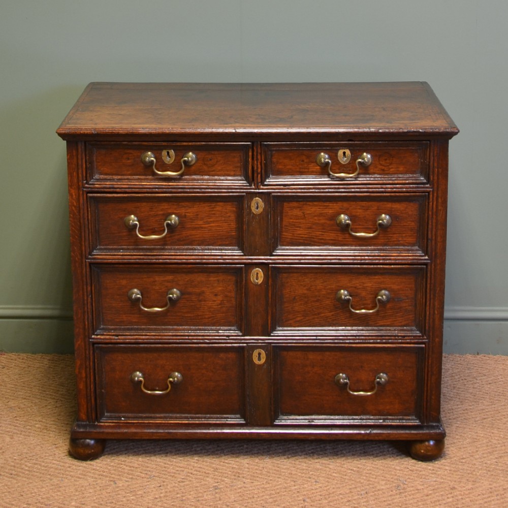 Early 18th Century Country House Antique Oak Chest Of Drawers