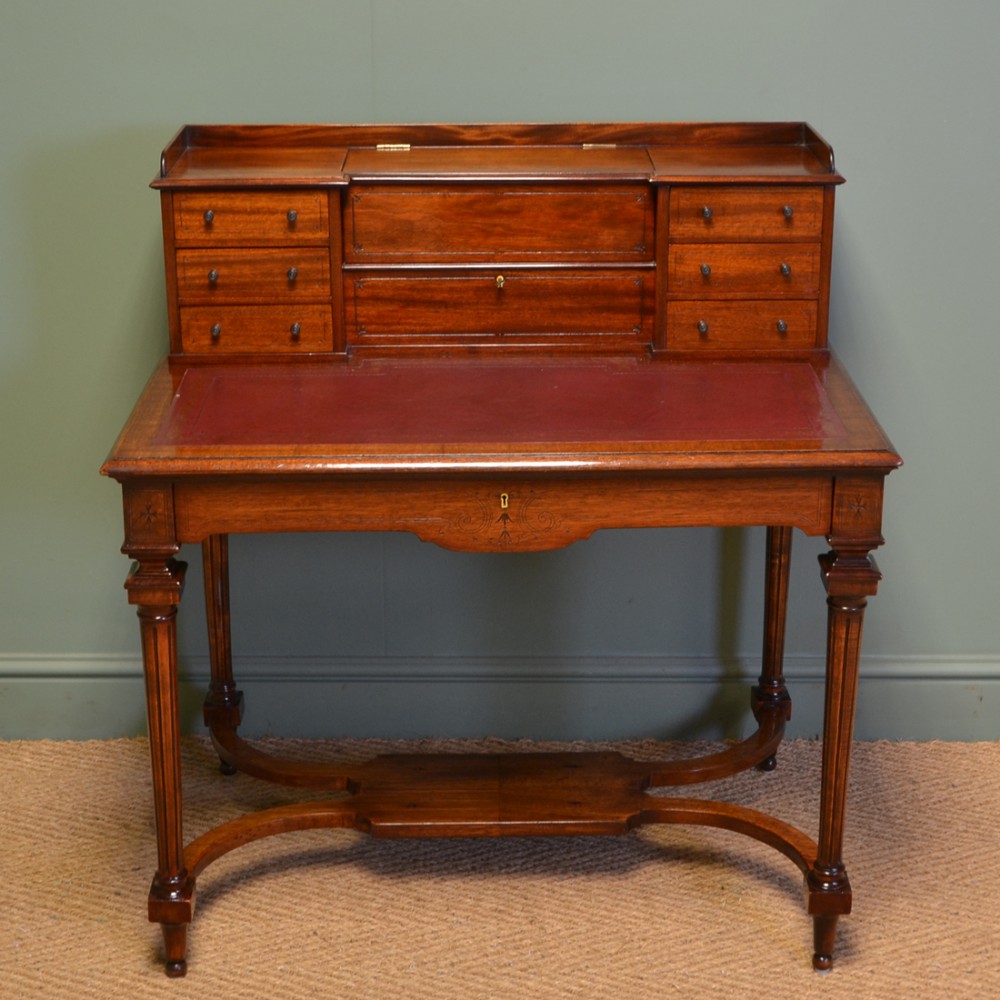 Striking Quality Victorian Mahogany Bonheur Du Jour Writing Desk