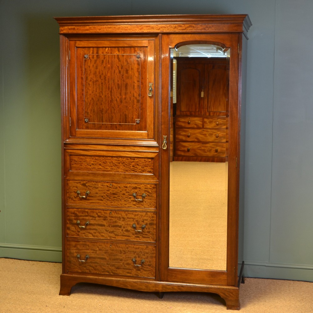 Striking Edwardian Mahogany Antique Combination Wardrobe