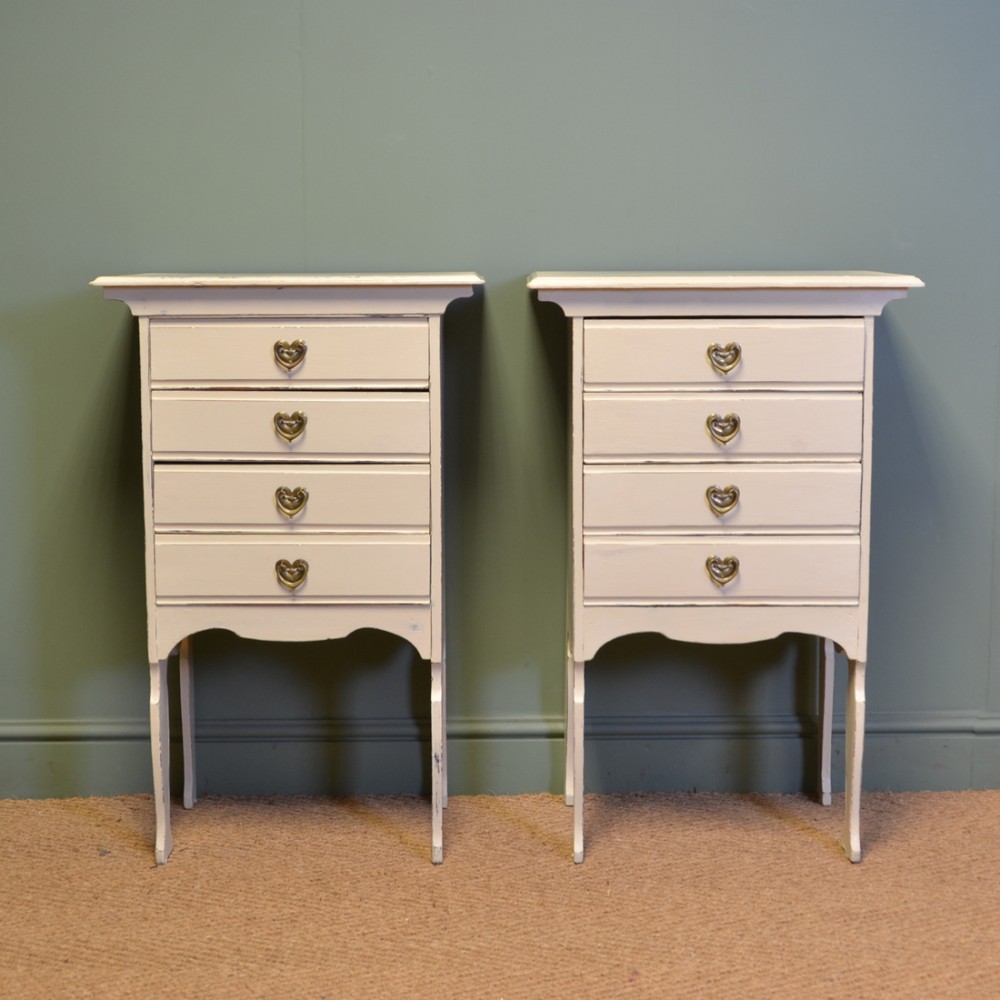 Unusual Pair Of Edwardian Art Nouveau Painted Antique Cabinets
