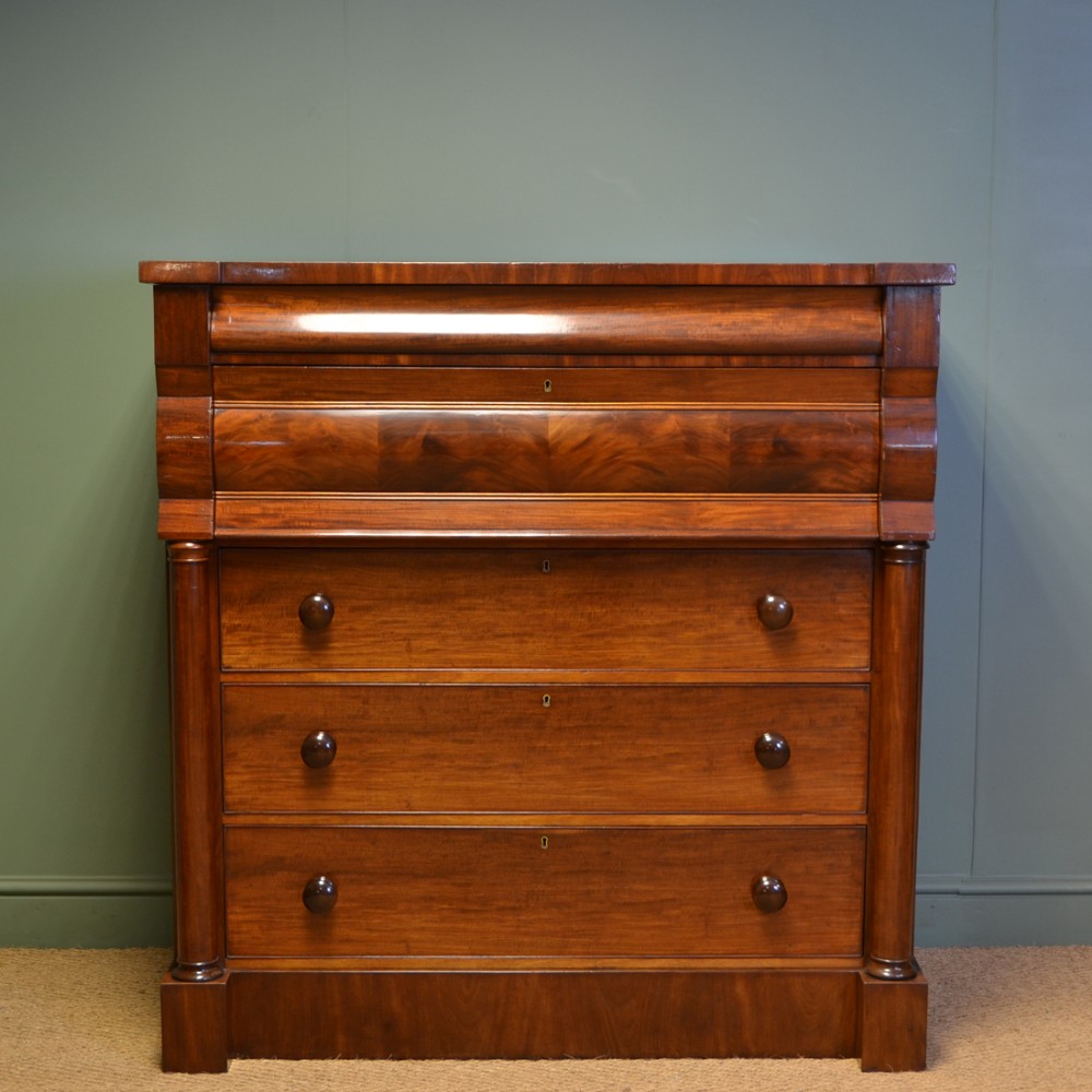 Stunning Victorian Figured Mahogany Antique Scottish Chest