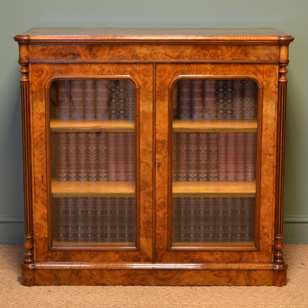 Spectacular Lambs of Manchester Figured Burr Walnut Antique Victorian Cabinet 
