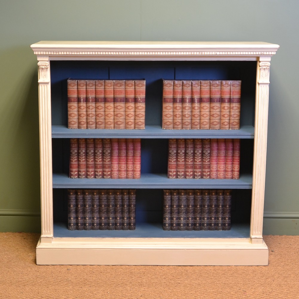 Stunning Victorian Quality Antique Painted Open Bookcase